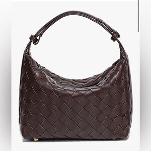 Elegant Brown Woven Vegan leather bag